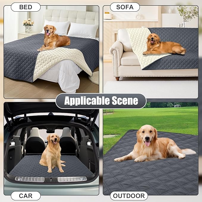 Smiry Waterproof Dog Blanket, Reversible Dog Bed Cover Pet Blanket, Soft Pet Couch Covers for Sofa Washable, Bed Couch Sofa Furniture Protector for Puppy Cat Kids (40"x80", Dark Grey/Beige)