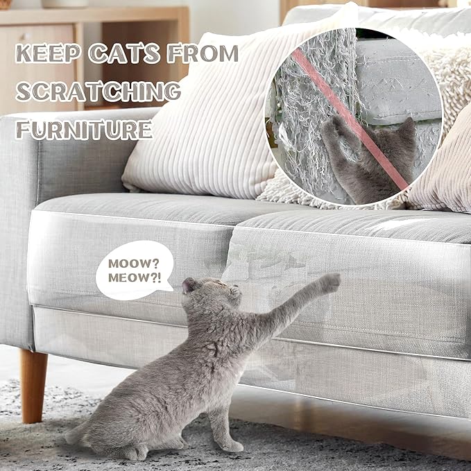 Anti Cat Scratch Furniture Protector, Cat Couch Protector, Anti Scratch Furniture Protector, Protector Pads for Furniture for Couch,Doors&Wall(7.87"X 98.5")