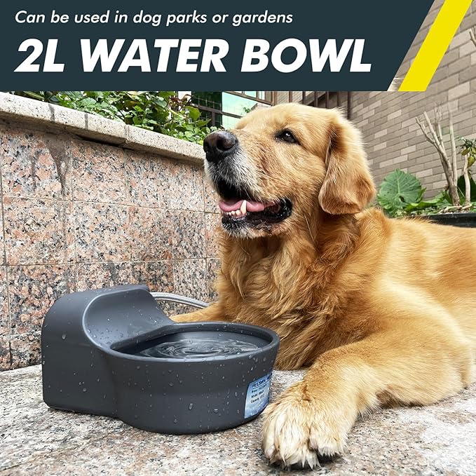 67OZ Automatic Dog Water Dispenser Patented Dog Water Bowl Dispenser Fits 3/4'' GHT Faucet Automatic Water Dispenser for Dogs Cats Chicken Waterer Outdoor Waterer Bowl Include 5Ft Water Hose