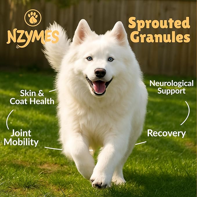 Nzymes® Sprouted Granules 2LBS (2 Pack) for Dogs, Cats, Horses, and Companion Pets. Raw Super-Food Protein and Antioxidant Nutrition. - 220 Servings - Made in The USA