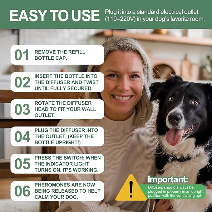 14 IN 1 Dog Calming Diffuser Kit with Night Light | 4 Plug-in Diffusers + 10 Refills (48ml Each) | New Formula Pheromone for Dogs | Anxiety Relief, Stop Barking, Reduce Stress | 300 Days Supply