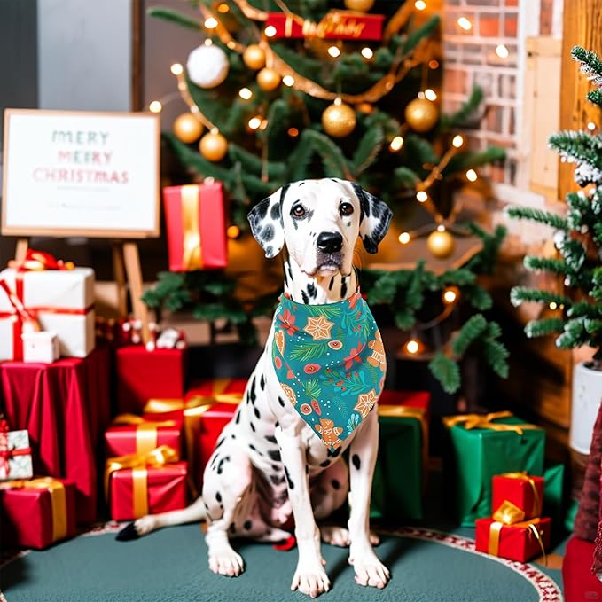 Christmas Dog Bandanas for Large Dogs Breed 7 Pcs Sewing Hemming Christmas Dog Bandanas XXL Adjustable Scarves Grooming L