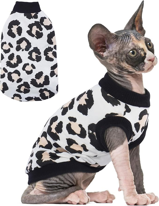 PUMYPOREITY Sphynx Cat Clothes: Stretchy Sweater, Soft Hairless Shirt, Pullover Pajamas, Turtleneck for Sphynx Cornish Rex, Devon Rex - Black, L