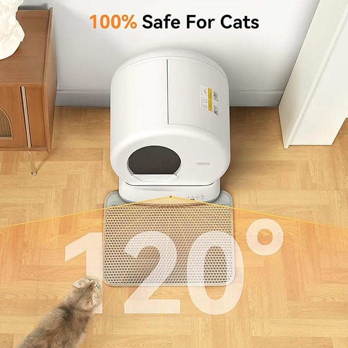 MeoWant Self Cleaning Cat Litter Box, Large Capacity Automatic Cat Litter Box with Integrated Safety Sensors, APP Control, Odor-Free for Multi Cats with Mat & Liner