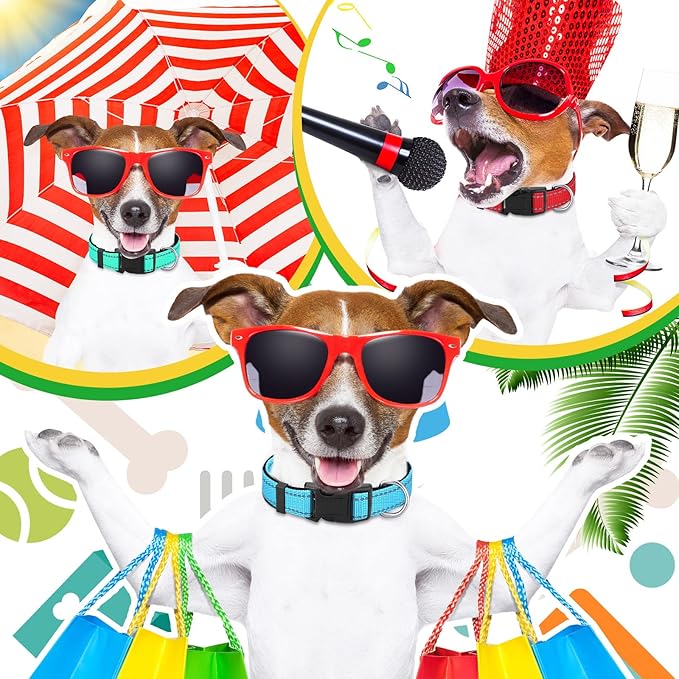 Sanwuta 12 Pcs Reflective Puppy Dog Collars Bulk for Litter Dogs Adjustable Safety Nylon Collars with Locking Buckle Soft Padded Breathable Puppy Collar for Cats Pets(Small)