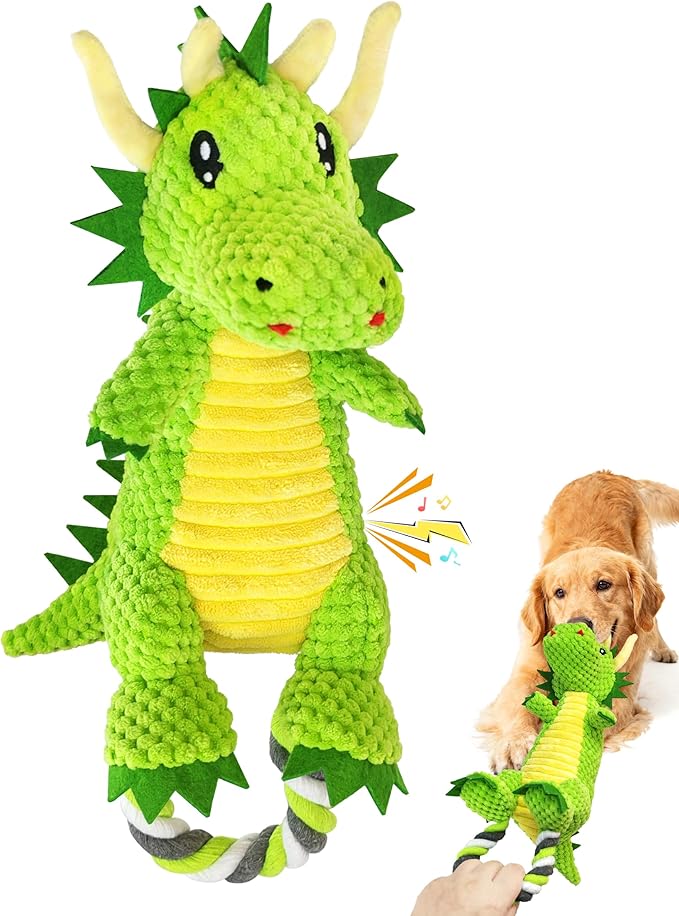 Interactive Squeaky Dog Chew Toy,Plush Dog Rope Toys for Small Medium and Large Dogs,Tug of War Dog Toys to Keep Them Busy,Training Reward Gift,Teeth Cleaning