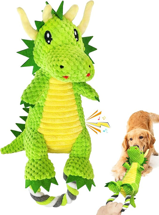 Interactive Squeaky Dog Chew Toy,Plush Dog Rope Toys for Small Medium and Large Dogs,Tug of War Dog Toys to Keep Them Busy,Training Reward Gift,Teeth Cleaning