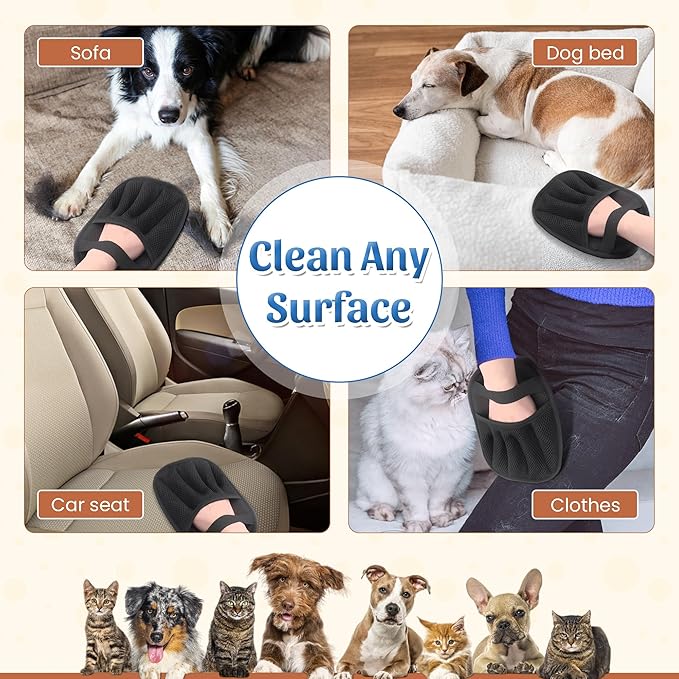 Pet Hair Removal Glove-Electrostatic Pet Hair Remover Glove with 5-Finger Design, Cat Hair Remover Glove for Couch,Car,Laundry,Carpet,The Magic Brush Pet Hair Remover is Light and Washable