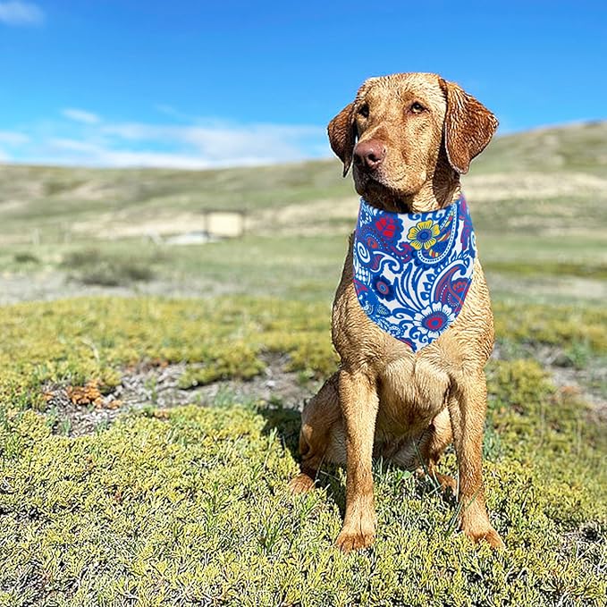 7 PCS Paisley Dog Bandanas for Large Dogs Breed 33 Inch Sewing Hemming Dog Bandana XL Drool Bibs Party Grooming L