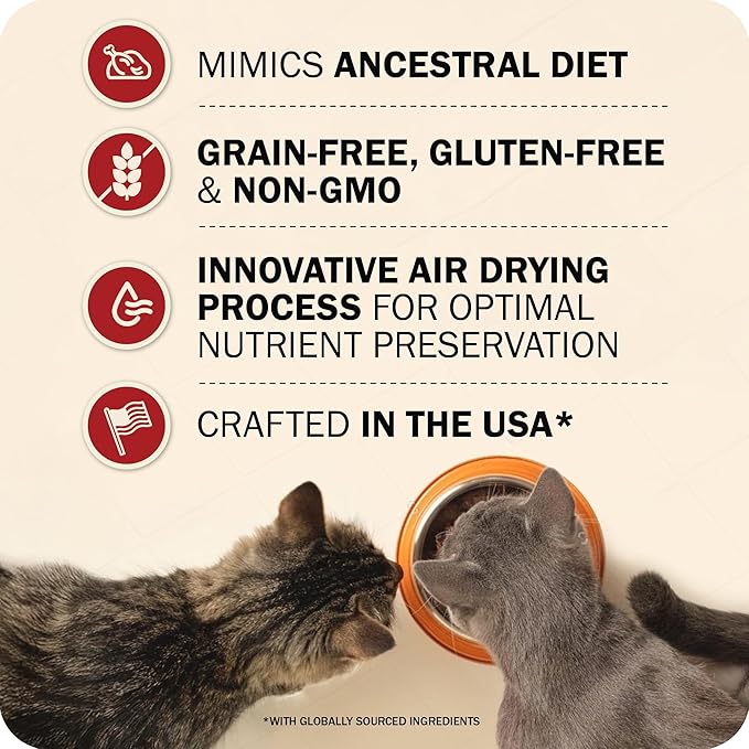 Redbarn Air Dried Powerfood for Cats with Real Chicken – Made in USA High Protein, Grain-Free Dry Cat Kitten Food Full Meal or Topper for Picky Eaters Supports Energy & Healthy Skin Coat – 2 lb Bag