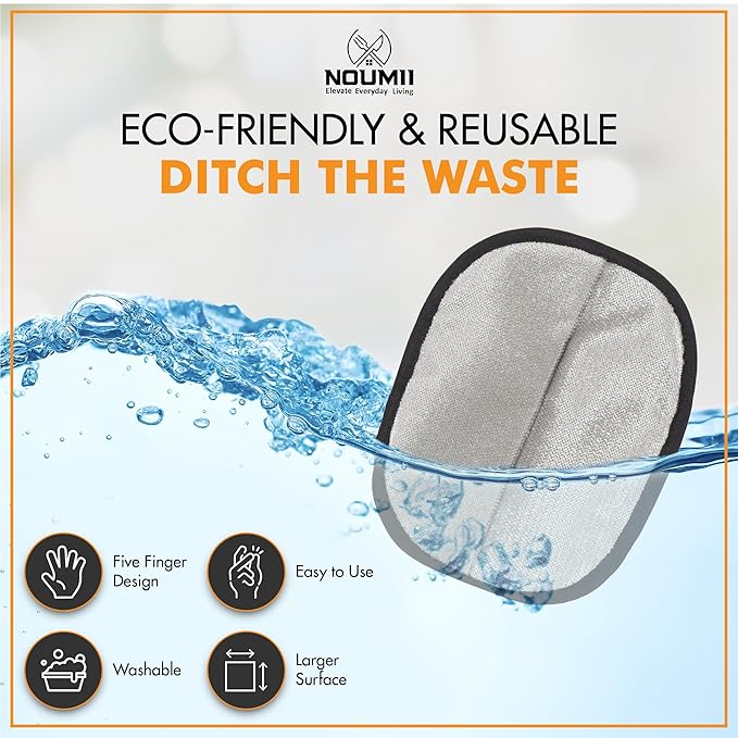 2-Pack Pet Hair Removal Gloves – Electrostatic Grooming & Hair Remover Gloves, Reusable Magic Brush for Cats, Dogs, Furniture, Carpet, Clothing & Car Seats – Black