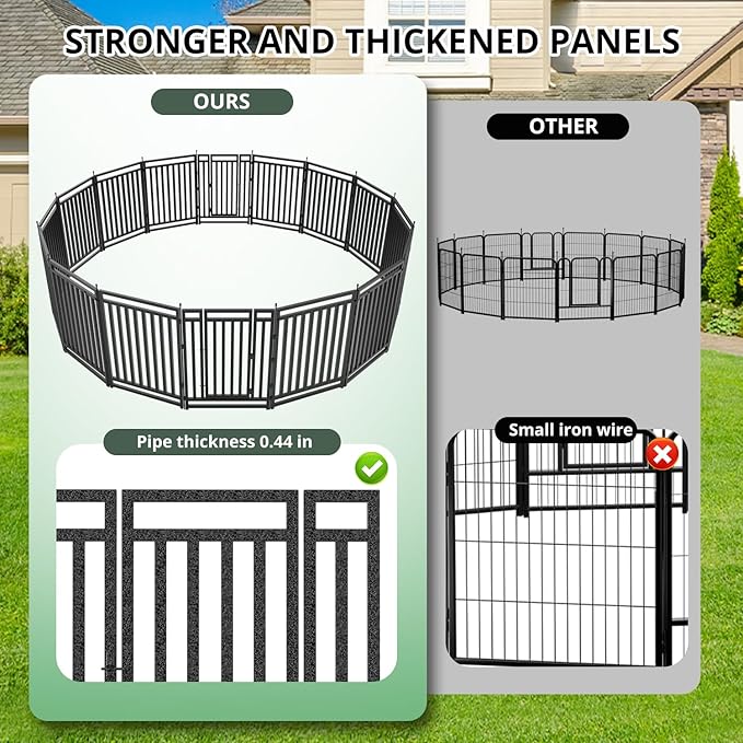 Dog Playpen Metal Dog Fence Outdoor for Yard 32" Height 40 Panels Portable Dog Pen Pet Kennel for RV Camping(Black-Silver)