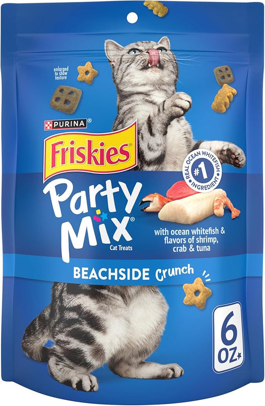 Purina Friskies Cat Treats, Party Mix Beachside Crunch - (Pack of 6) 6 oz. Pouches