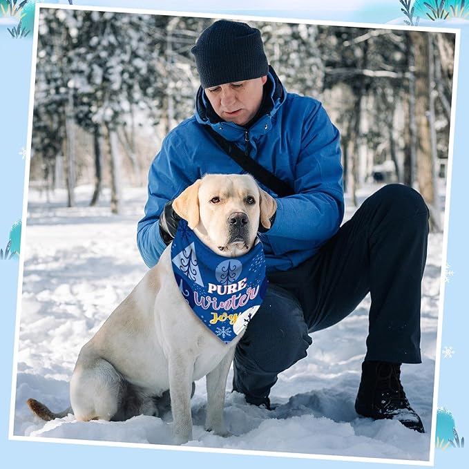 Abbylike 50 Pcs Winter Dog Bandanas Bulk Pet Scarfs Triangle Bibs Adjustable Washable Puppy Kerchief Seasonal Pet Costume Accessories Grooming Supplies for Small Medium Large Dogs Cats