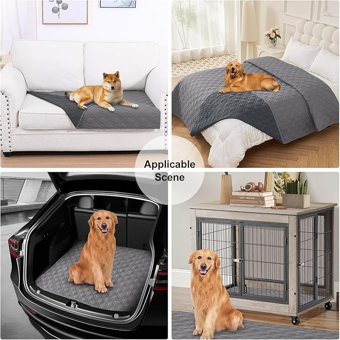 Smiry Waterproof Dog Blanket, 82x82 Inch Soft Pet Bed Cover Reversible, Washable Sofa Couch Furniture Protector for Small Medium Large Dog Puppy Cat, Grey/Dark Grey