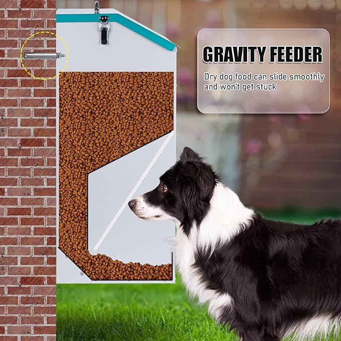 Automatic Dog Feeder for Large Dogs Outdoor 50Lbs Dog Food Dispenser Dog Feeding Station Galvanized Gravity Feeder Pet Feeder for Large Breed (50lbs)