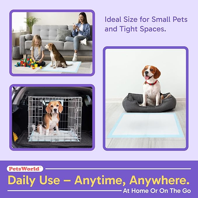 PETSWORLD Puppy Pads, 23x36 Inch, 200 Count - Puppy Pee Pads for Dogs, Tear Resistant, Economy Value, Super-Absorbent Polymer Gel Core, Perfect for Puppies, Smaller Dogs