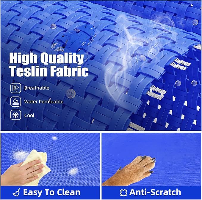 Simple Trending Raised Dog Bed for Large Dogs, Waterproof XL Dog Cot, Outdoor Cooling Elevated Pet Bed, 47.75" x 30.5", Blue