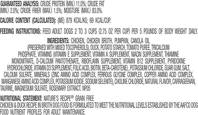 Nature's Recipe Grain Free Wet Dog Food, Chicken & Duck Recipe, 2.75 Ounce Cup (Pack of 12)