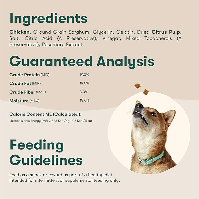 Jinx Chicken Bites, Soft Jerky Dog Treats, Slow-Smoked Real Chicken, Low-Calorie and Packed with Flavor, No Fillers, Bite-Sized Snack, 5oz (Pack of 2)