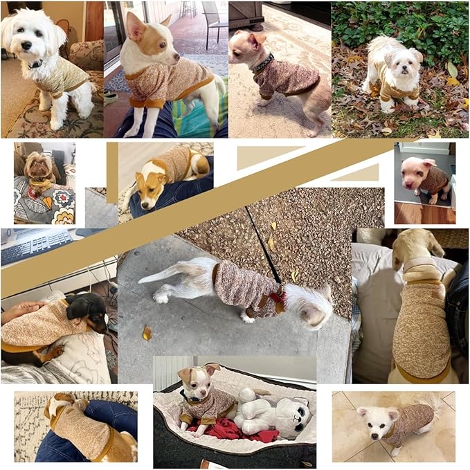 Jecikelon Dog Clothes Dogs Sweater Soft Puppies Clothing Winter Puppy Sweaters Warm Outfit for Dogs Small XXS XS Cat Apparel (Khaki, S)