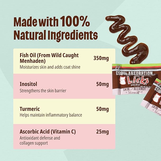 Licks - Cat Allergy - Cat Skin and Allergy - LiquiPaks - 10 Use