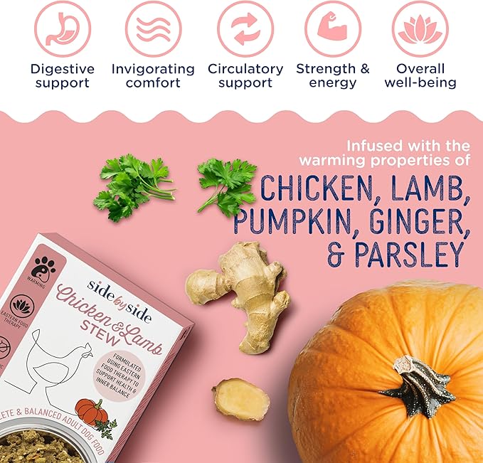 Side by Side Chicken & Lamb Stew - Warming Wet Dog Food & Dog Food Topper for All Breeds - Made with Nutrients & Whole Raw Ingredients - No Artificial Additives or Fillers - (12.5 oz, 12-Pack)