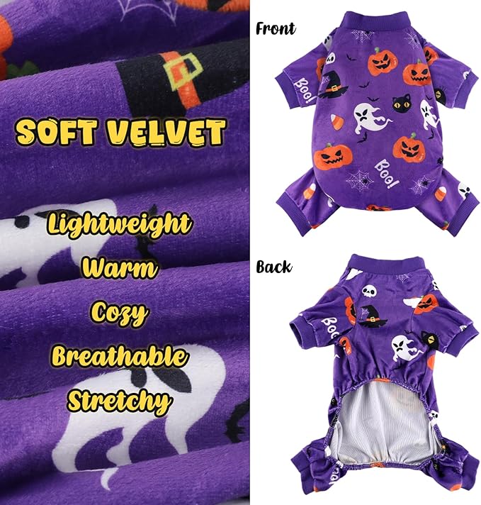 Dog Pajamas Soft Lightweight Dog Onesies Outfit Clothes for Small Medium Large Puppy Pjs for Pet Boys Girls Dogs Cats (XXL (Back: 17.8",Chest: 22.8", Neck: 13"), Halloween)