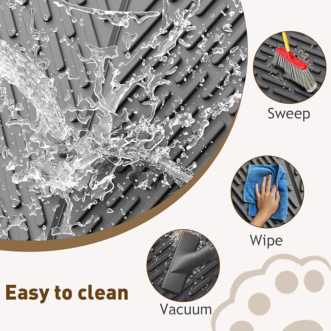 Cat Litter Mat with Grooves & Raised Edge, Urineproof/Waterproof, Litter Scattering Control, Easy to Clean & Recycle (24 * 17in-Black-1 Pack)