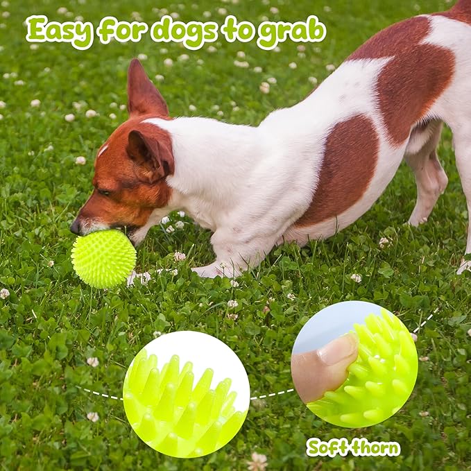 Indestructible Squeaky Dog Toys for Aggressive Chewers, Interactive Spike Dogs Balls Toys for Medium Large Dogs, Durable Floating Dog Toy Ball for Outdoor Play