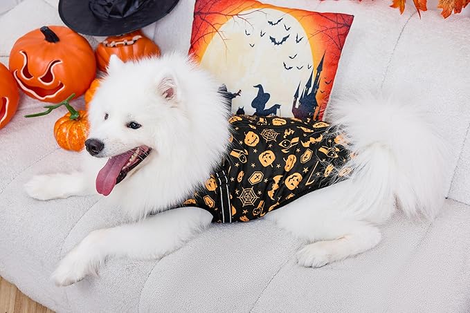 Aiboria Winter Dog Coat Windproof Fleece Jacket with Chest Strap Dog Vest Harness Halloween Black M