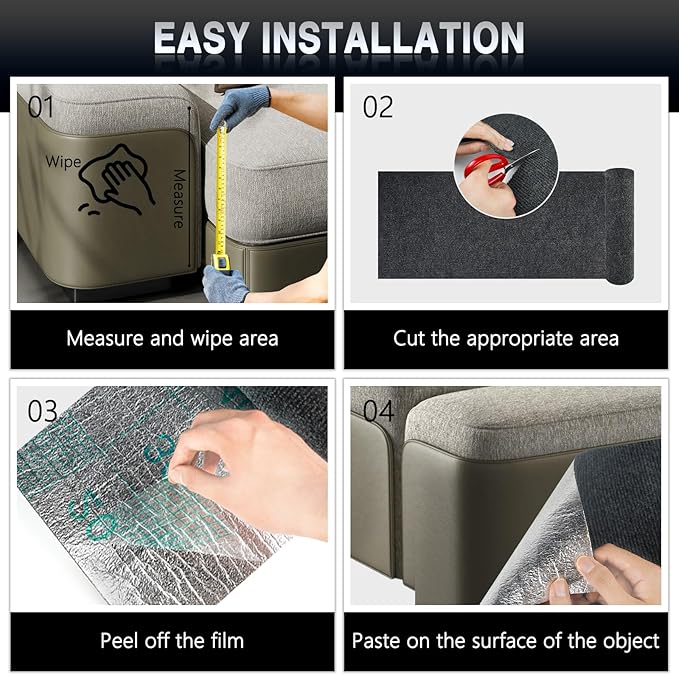 2Pack Total 78.7"x15.8" Cat Scratch Mat for Cat Couch Furniture and Wall Protector | Trimmable Self-Adhesive Carpet Climb Cat Scratcher for Covering Cat Tower and Replacement Pads (Dark Grey)