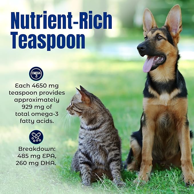 Life Line Pet Nutrition Wild Alaskan Fish Oil for Dogs and Cats 32oz – Omega 3 Fish Oil Supplement for Skin & Coat – Supports Brain, Eye & Heart Health in Dogs & Cats