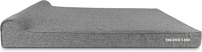 The Dog’s Bed Orthopedic Headrest Dog Bed XXXL Grey Linen, Memory Foam, Pain Relief for Arthritis, Hip & Elbow Dysplasia, Post Surgery, Lameness, Waterproof Washable Cover