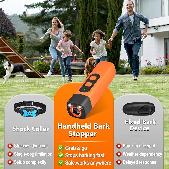 Dog Bark Deterrent Device, Anti Barking Devices for Dogs, Indoor Outdoor Use Rechargeable, Dog Bark Deterrent Device with LED Flashlight, Suitable for Training to Improve Bad Behavior