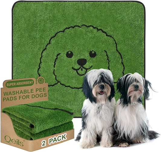 Qeils Reusable Puppy Pads, Washable Pee Pads for Dogs 2 Pack Durable Absorbent Leakproof Dog Training Pads for Home or Travel, Non-Slip Wee Wee Pads Potty Pads 36"x41"
