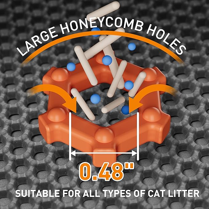 Large Cat Litter Mat for Litter Box, 47"×33" Double Layer Trapping Mat, Non-Slip Water Proof Kitty Litter Pad, Grey