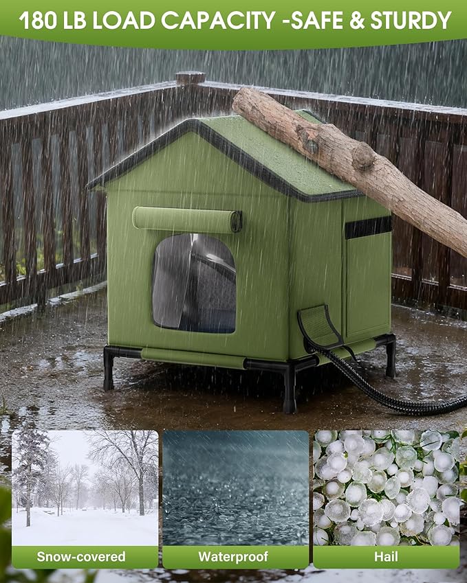 Heated Outdoor Cat House for Outsid-Wide Winter Shelter for Ferals - Cat House for Outdoor Cats, Heated House for Outside Weatherproof Insulated Protection 22.5 x 17 x 17