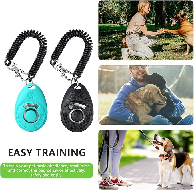 Dog Treat Pouch - 3 Ways to Wear Treat Pouches for Pet Training and 2 Pieces Clicker Taining for Dogs, Dog Training Treat Pouch Bag and Dog Clicker for Training with Waist Belt Shoulder Strap - Paws