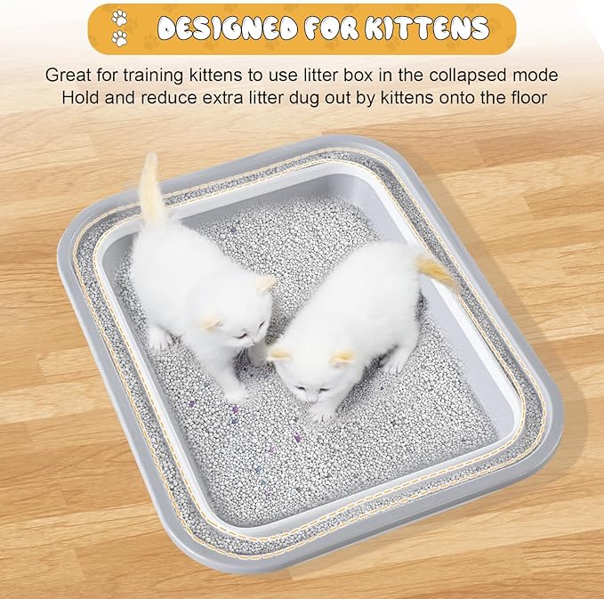 Senior Cat Litter Box, Three Legged Arthritic Open Low Entry for Sick Frail Handicap Disabled Cats, Older Elderly Corner