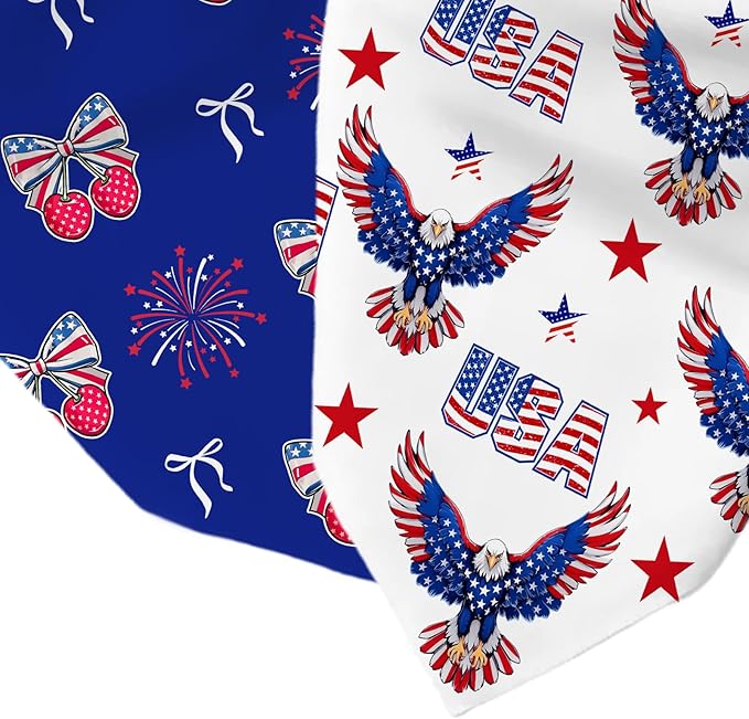 2 Pcs Patriotic Dog Bandana, American Flag Dog Bandana, Independence Day Puppy Scarf Kerchief Bandana for Medium Pet Dogs On Birthday, Gifts for Puppy, Red White and Blue Bandanas