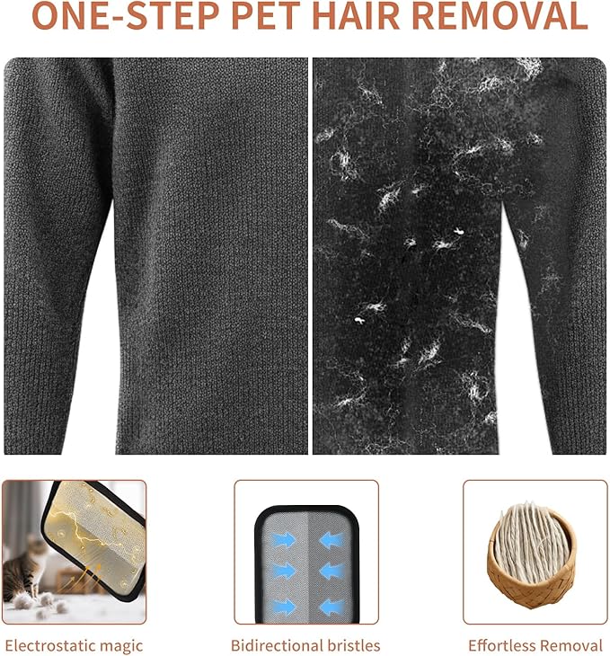 2 Pcs Pet Hair Removal Glove - Upgraded Electrostatic Pet Hair Remover Gloves for Cats & Dogs, Reusable & Washable Magic Brush Pet Hair Removal Tool (Black, L)