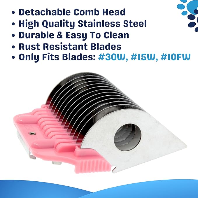 32MM 1 1/4" Cut Wide Clipper Guard Attachment for A5 Type Blade | Stainless Steel Blade for Professional Groomers and Stylist | Snap-On/Off Design (WIDECOMB 32MM)