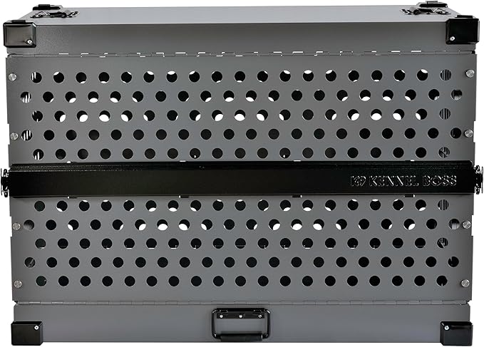 Heavy Duty Fully Collapsible Powder-Coated Aluminum Dog Crate - Medium-Long (Gray)