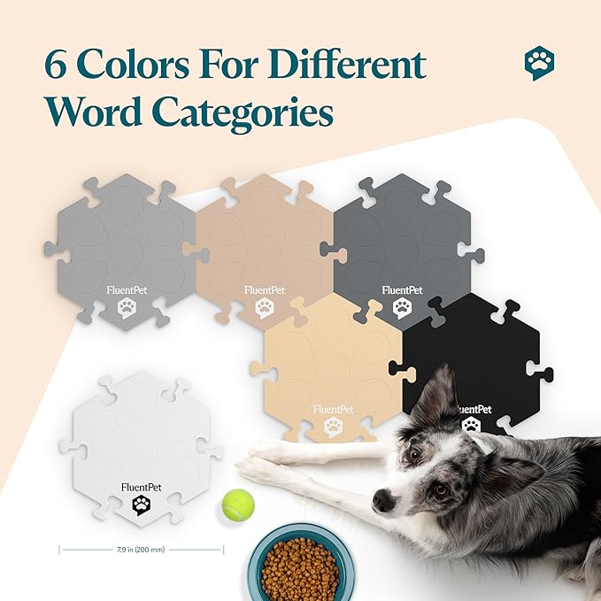 FluentPet HexTiles - Beiges & Grays 6-Pack | Talking Dog and Cat Button Mat Set | Each Mat Holds Up to 6 Buttons | Soft, Durable, and Non-Slip | Gift for Pet Lovers | Buttons Sold Separately