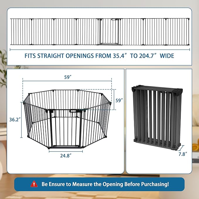 BalanceFrom Easy Walk-Thru Safety Gate for Doorways and Stairways with Auto-Close/Hold-Open Features, 36-Inch Tall, 205-Inch Wide, Graphite