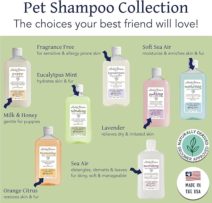 Bobbi Panter Refreshing Dog Shampoo, Hydrates & Soothes Skin & Fur, Minimizes Itching & Dander, Eucalyptus Mint Scent - 30:1 Concentrated Formula, Made in USA, Trusted by Professional Groomers, 14 oz.