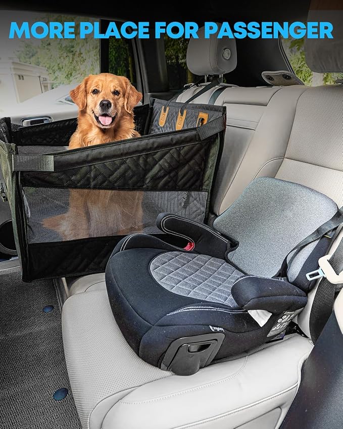 Kohree Dog Car Seat Cover for Medium Dogs, Hard Bottom Dog Car Seat Cover for Back Seat Waterproof 600D Car Hammock for Dogs Pet Back Seat Extender for Cars SUV Truck-Upgraded Version