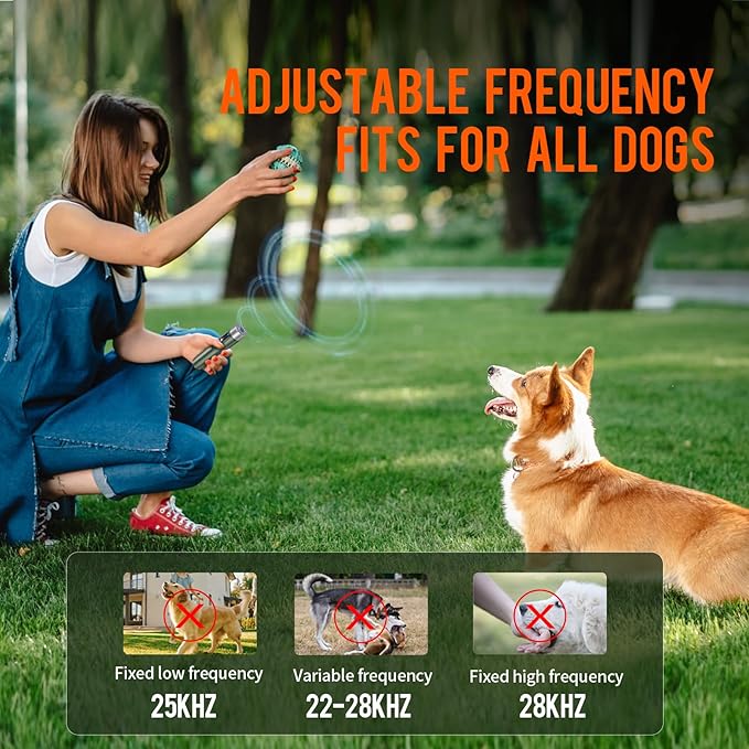 Anti Barking Devic-Dog Bark Control Device,Stop Bad Behavior-Rechargeable Ultrasonic Barking Handheld for Dogs -Professional Pet Trainer,Dog Silencer with LED Bright Flashlight