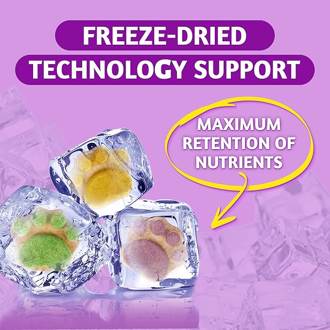 Just Try 6.35 oz Freeze Dried Cat Paw Treats Healthy Dog Training Treats High Protein Chicken Cat Snacks Low Calorie Pumpkin Treats Supports Immunity & Gut Healthy